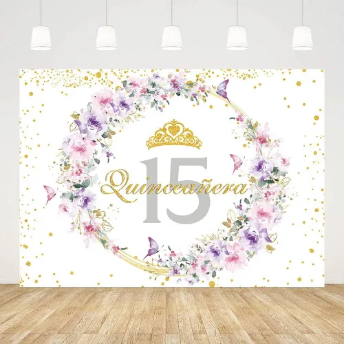 Miniatura 2 de SENDY Telón de fondo de quinceañera de 10 x 7 pies para niña, México, 15 años, suministros de fiesta de cumpleaños para niñas, fondos de fotografía
