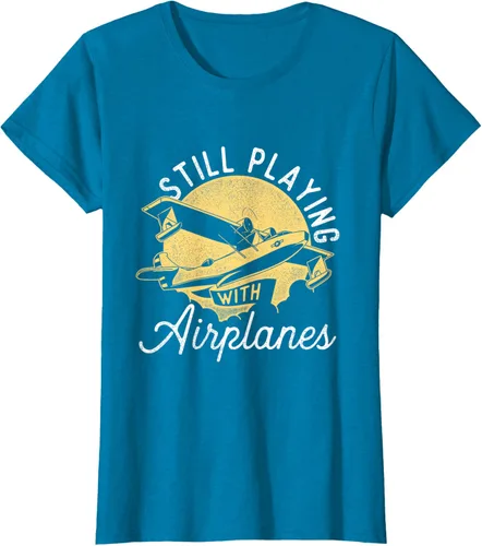 Miniatura 80 de Still Playing With Airplanes - Camiseta de control remoto RC Avión Piloto, Negro