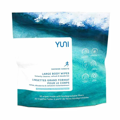 YUNI Beauty Toallitas corporales grandes (Peppermint Citrus, 30 unidades) Toallitas húmedas súper suaves sin ducha que limpian y desodorizan -