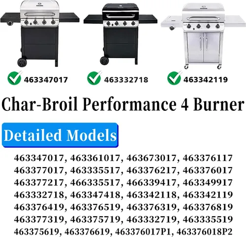 Miniatura 2 de Piezas de repuesto para parrilla Charbroil Performance de 4 quemadores 463342119, 463332718, 463347017, 463335517, 463376419, Piezas de repuesto