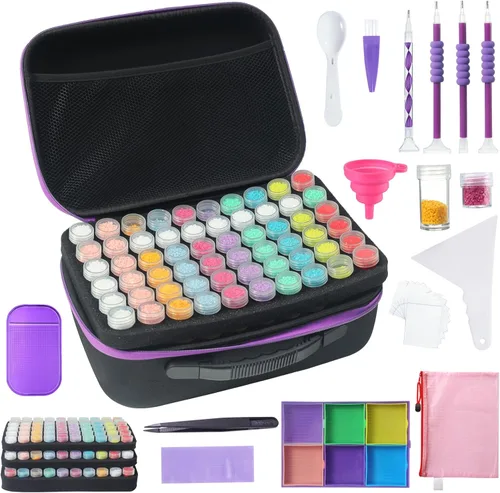 Miniatura 9 de Douorgan Contenedores de Almacenamiento de Pintura de Diamante Accesorios y Herramientas Organizador Portátil de Pintura de Diamante Estuche