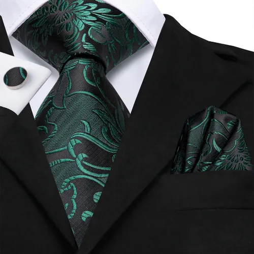 Miniatura 306 de Hi-Tie Corbatas de seda para hombre, diseño de cachemira a rayas, con bolsillo, gemelos cuadrados, conjunto formal de negocios