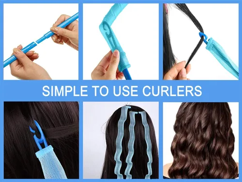 Miniatura 2 de 40 rizadores de pelo ondulados sin calor y espiral, dos estilos (16 pulgadas) con 4 ganchos de peinado, rodillos mágicos para el cabello, sin daños