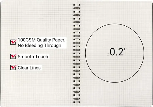 Miniatura 3 de EUSOAR Cuaderno de espiral de papel cuadriculado, B5, paquete de 3 unidades de 7.3 x 10.2 pulgadas, 120 páginas, cuaderno de papel de tapa dura