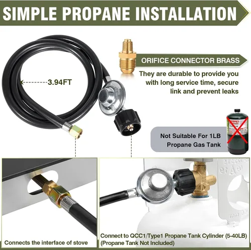 Miniatura 3 de BESTFIRE Placa de cocina de gas propano de 2 quemadores, estufa portátil de vidrio templado de 30,000 BTU con encendido automático, regulador