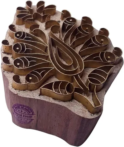 Miniatura 27 de Sello de Arcilla de Madera con Patrón de Loto de Latón para Impresión Rural BSCtag001