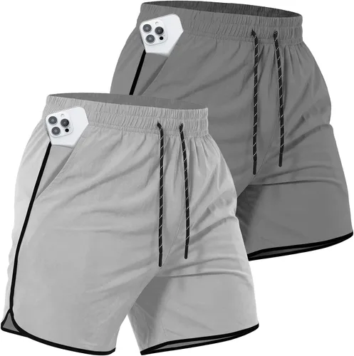 Miniatura 18 de Paquete de 2 pantalones cortos deportivos de entrenamiento de 5 pulgadas para hombre, pantalones cortos de gimnasio de secado rápido con bolsillos