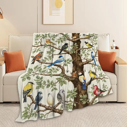 Miniatura 6 de Bird Blanket, Colorful Songbird Throw Blanket, Nature Botanical Birds Gifts Blankets Stuff Fleece Flannel Plush Bedding for Bird Lover Women Men