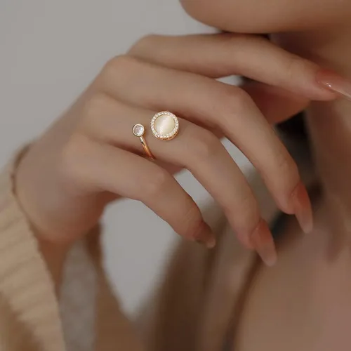 Miniatura 2 de Honsny 6 piezas anillos de ansiedad chapados en oro de 14K para mujeres, anillo giratorio ajustable para la ansiedad, anillos fidget CZ de mariposa