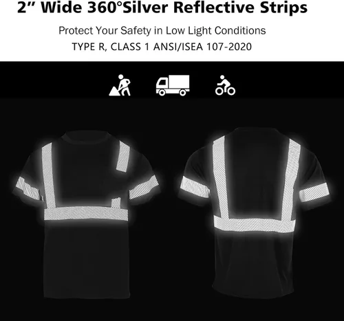 Miniatura 7 de VENDACE 3 piezas de seguridad camisetas reflectantes clase 3 alta visibilidad Hi Vis manga corta construcción trabajo camisas para hombres