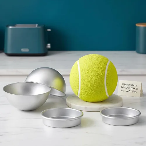 Miniatura 6 de Hedume Juego de 8 moldes esféricos para tartas, 6.5 pulgadas para hacer bolitas deportivas 3D para crear cualquier pastel en forma de bola, incluye