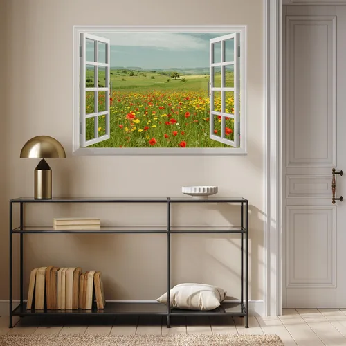 Miniatura 4 de Wall26 - Adhesivo para pared / Mural para pared, extraíble, diseño de río en un pueblo tranquilo, decoración para pared, vista creativa de ventana