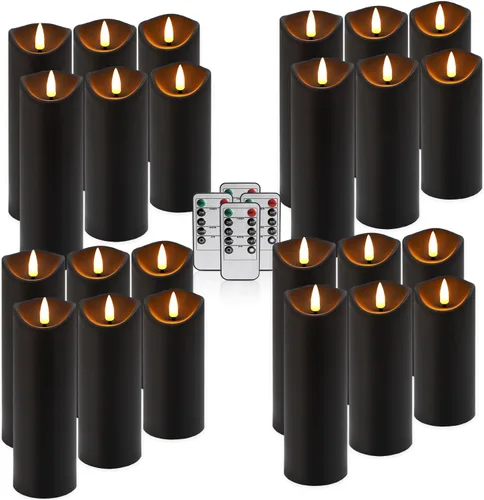 Miniatura 23 de fclayvts Paquete de 24 velas LED sin llama con control remoto, velas eléctricas parpadeantes, velas temporizadoras, llama 3D, para Halloween