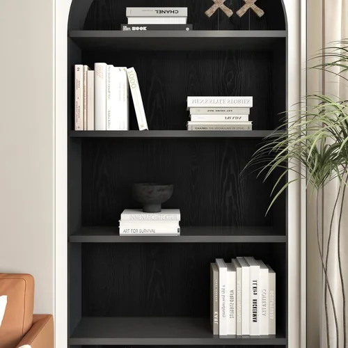 Miniatura 5 de Wallercity Papel de contacto de grano de madera negro texturizado para cocina, papel de contacto de madera autoadhesivo para armarios, impermeable
