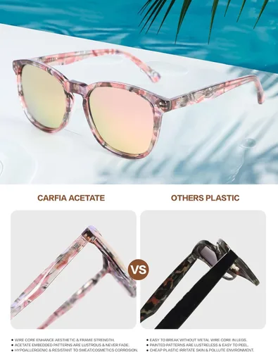 Miniatura 25 de Gafas de sol polarizadas para mujer con protección UV para mujer, a la moda, grandes sombras con marco de acetato BC2110