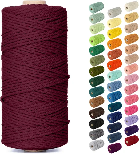Miniatura 29 de Nook Theory - Cuerda de macramé de 3 mm, 220 yardas de cuerda de algodón, hilo de 4 mm y 5 mm, cuerda para manualidades, perfecta para colgantes