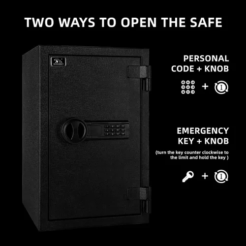 Miniatura 6 de TIGERKING Caja fuerte ignífuga, 1.8 pies cúbicos, caja de seguridad digital grande de acero con teclado de botón de código, resistente para el hogar