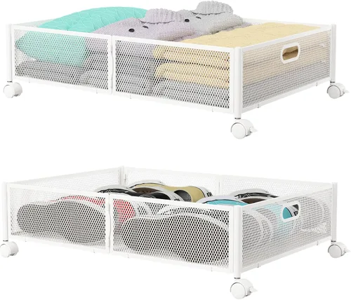 Miniatura 15 de Contenedor de Almacenamiento Debajo de la Cama con Ruedas, Organizador de Cajones de Almacenamiento para Zapatos Debajo de la Cama, Contenedores
