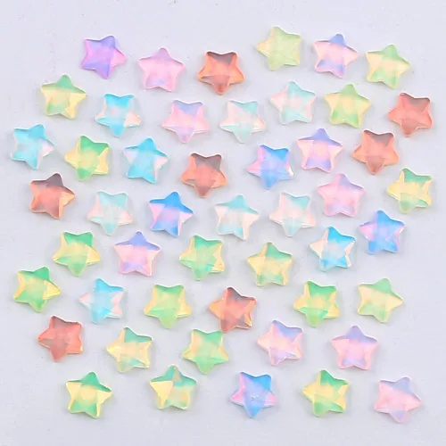 Miniatura 6 de 50 dijes de uñas Kawaii de estrella moca de 0.236 pulgadas para uñas, mini estrellas 3D, diamantes de imitación de uñas con parte trasera plana