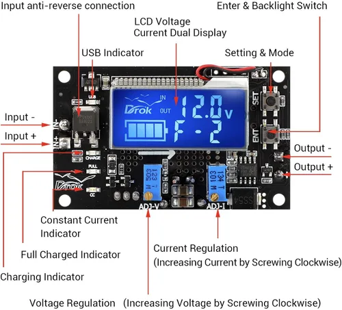 Miniatura 7 de DROK Paquete de convertidor Buck Boost 4A 35W y 4A 60W DC