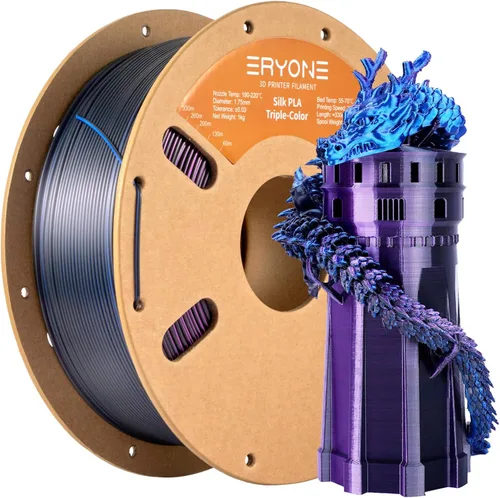 Miniatura 41 de ERYONE Filamento de ácido poliláctico (PLA) de seda bicolor para impresora 3D, de 1.75 mm +/- 0.03 mm, carrete de cartón de 1 kg (2.2 libras)
