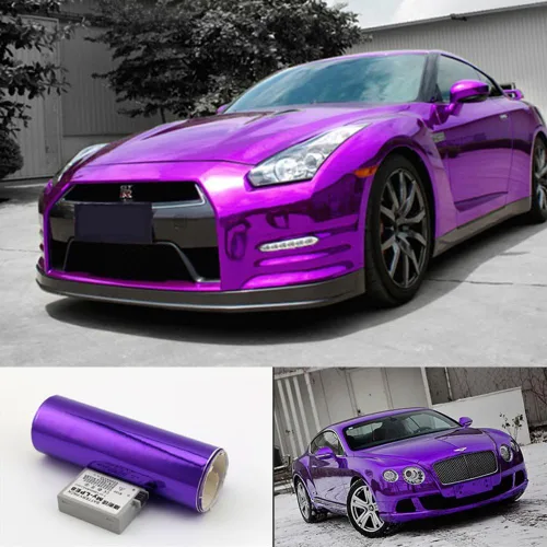 Miniatura 2 de DIYAH Adhesivo de vinilo cromado morado brillante para automóvil, con liberación de aire, sin burbujas, antiarrugas