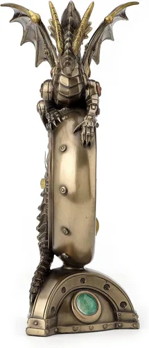 Miniatura 2 de Veronese Design Reloj de mesa Steampunk con acabado de bronce dragón con relojes móviles