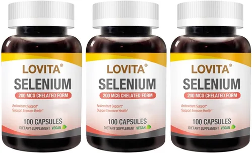 Miniatura 8 de LOVITA Selenio 200 mcg, forma quelatada de glicinato para una alta absorción, sin levadura, apoyo para la salud inmunitaria y tiroidea, 100 cápsulas