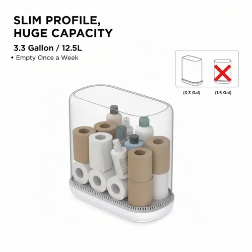 Miniatura 9 de MOPALL Cubo de basura a prueba de perros con tapa, cubo de basura delgado de baño de 3.3 galones con cubo interior, se adapta a bolsas estándar de 4