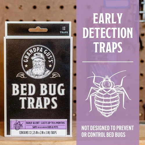 Miniatura 3 de Trampas adhesivas para chinches de cama Grandpa Gus's para el hogar y viajes, detección temprana, dura hasta 6 meses, diseño pequeño y discreto