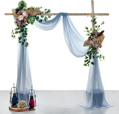 Miniatura 2 de MDS Paquete de 1 panel de cortina de arco de boda (30 pulgadas de ancho x 20 pies de largo) tela de gasa transparente para boda, ceremonia, Azul
