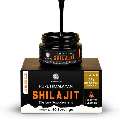 Natruveda, Resina Shilajit del Himalaya para hombres y mujeres, shilajit orgánico, ácido fúlvico y más de 85 minerales naturales traza – Suplemento