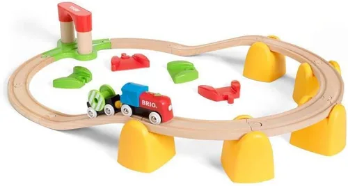 Miniatura 7 de BRIO World 33710 - Mi primer tren de batería ferroviario Juego de 25 piezas de tren de madera para niños pequeños Incluye accesorios y pistas