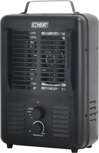 Miniatura 7 de EZ-HEAT Calentador de espacio utilitario portátil de 1,500 vatios estilo casa de ordeño con termostato ajustable, protección contra Negro mate
