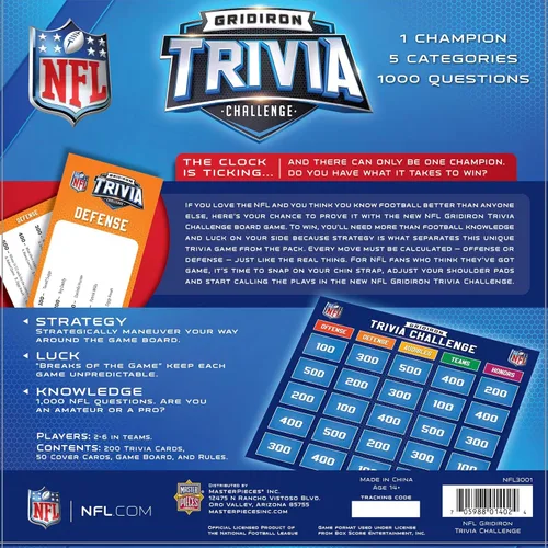 Miniatura 7 de Masterpieces Family Game - NFL Gridiron Trivia Challenge