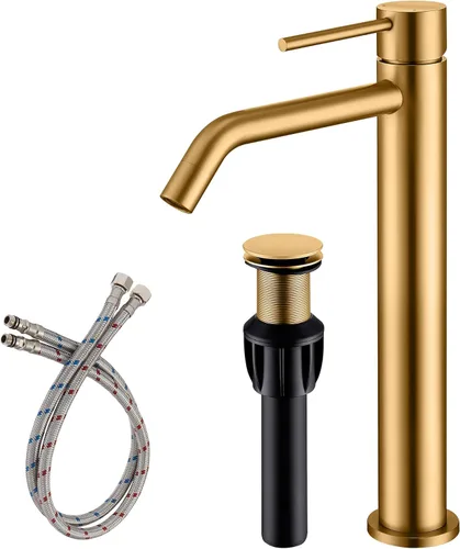 Miniatura 16 de Grifo de fregadero negro con ensamblaje de drenaje y líneas de suministro cUPC, grifos negros mate de acero inoxidable para fregadero de baño, grifo