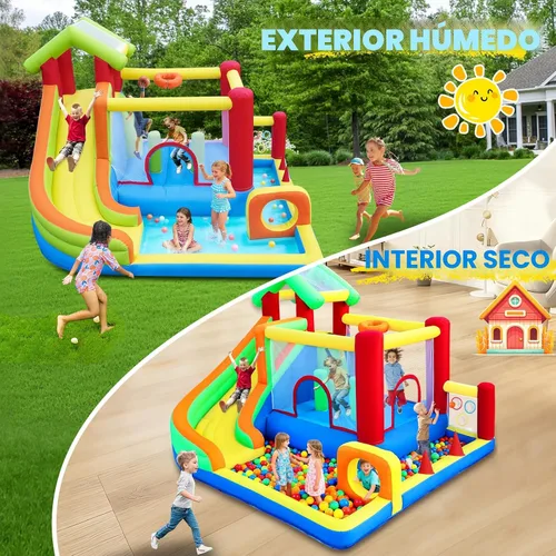Miniatura 2 de Casa de rebote, castillo inflable con soplador para niños en interiores y exteriores, castillo de salto inflable con pozo de bolas, tobogán, pared