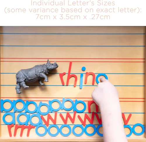 Miniatura 5 de Letras móviles de madera del alfabeto Montessori, alfabeto móvil con alfombrillas de caja, minúscula para escribir, leer, ortografía