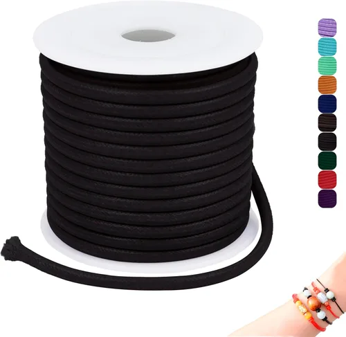 Miniatura 13 de CAMAL Cuerda de cera de 0.069 pulgadas para hacer pulseras, hilo encerado de 23 yardas para joyería y pulsera, cordón encerado para manualidades