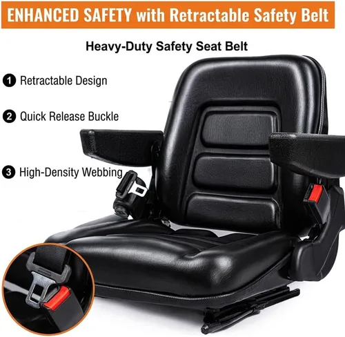 Miniatura 9 de SEATIN Asiento Universal para Montacargas, Asiento de Tractor, con Micro Interruptor, Reposabrazos y Cinturón de Seguridad, para Tractor, Cortadora