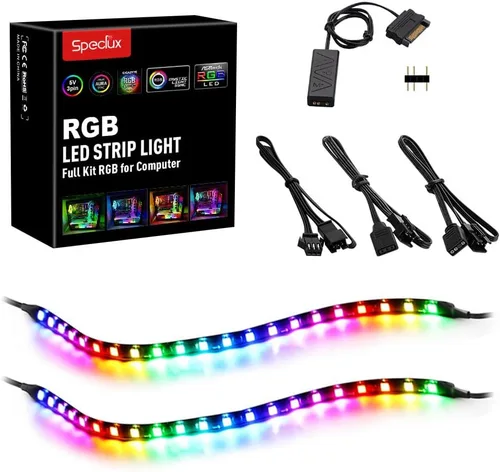 Miniatura 9 de NEON - Tira LED RGB direccionable para PC, 2 x 15.7 pulgadas, WS2812 RGB Rainbow Magnetic, ARGB para 5V 3 pines Aura SYNC, fusión Gigabyte RGB, Neon
