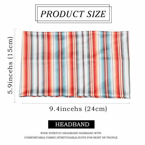 Miniatura 5 de Olbye Diademas bohemias anchas elásticas y antideslizantes para mujer y niña - para entrenamiento, yoga, correr, banda para el sudor, pañuelos