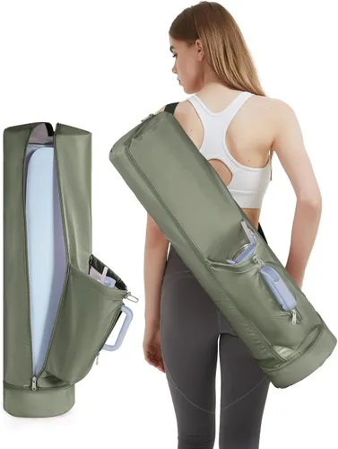 Miniatura 10 de sportsnew Bolsa para esterilla de yoga, bolsa de transporte para esterilla de yoga con cremallera completa con bolsillo para botella de agua