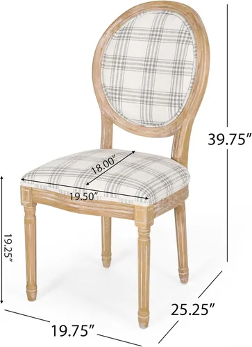Miniatura 3 de Christopher Knight Home Camille - Sillas de comedor tradicionales de terciopelo, 2 piezas, color gris y blanco brillante Cuadros grises + naturales