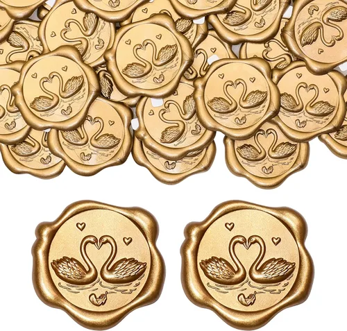 Miniatura 11 de SWANGSA 50 Pcs 3D Bow Wax Seal Stickers, Antique Gold Self Adhesive Wax Seal Stickers for Wedding Party Invitations, Envelopes, Greeting Cards, Gift