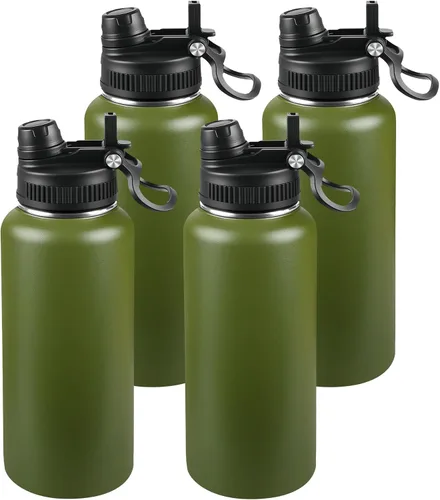 Miniatura 107 de Botella de agua aislada de 22 onzas, tapa 2 en 1 a prueba de fugas (sorbo/pajilla) + asa, botella de acero inoxidable para deportes, viajes, trabajo