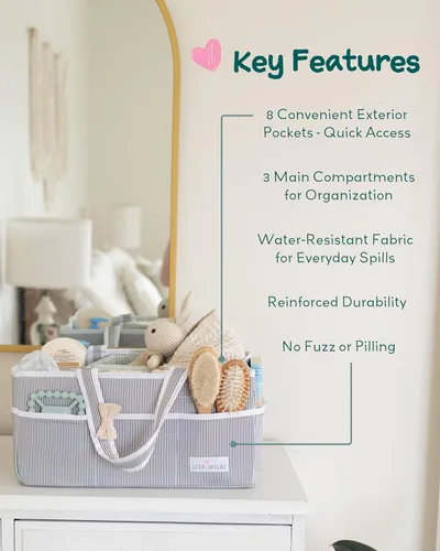 Miniatura 5 de Lily Miles Organizador de pañales para bebé, cesta de regalo para baby shower para niños o niñas recién nacidos, artículos imprescindibles