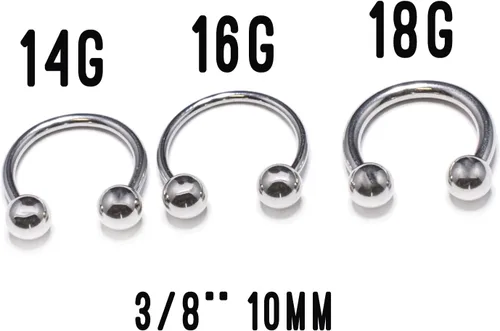 Miniatura 2 de Kit de 12 piercings para tabique, clicker, aro de nariz, aro de herradura, barra circular de tamaño mixto, agujas de perforación de acero quirúrgico