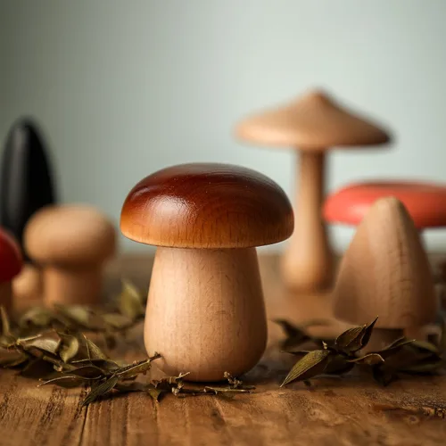 Miniatura 3 de Juguetes de madera con forma de hongos, bloques de madera Montessori, apilables, juguetes para niños pequeños, 11 piezas, hongos en miniatura