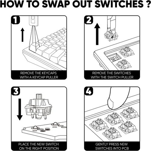 Miniatura 7 de Interruptor de teclado Akko Botany para teclado mecánico de juegos, interruptores lineales prelubricados de 38gf de 5 pines (45 piezas)